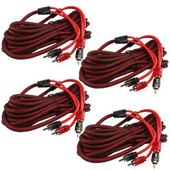DS18 4 Pack 20 Ft 2 Channel RCA Interconnect Cable Pack Set Noise Rejection DS18 R20