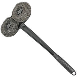 Outset Grill Mesh Scrubber Brush Cleaning Stainless Steel Pads Long Handle Black