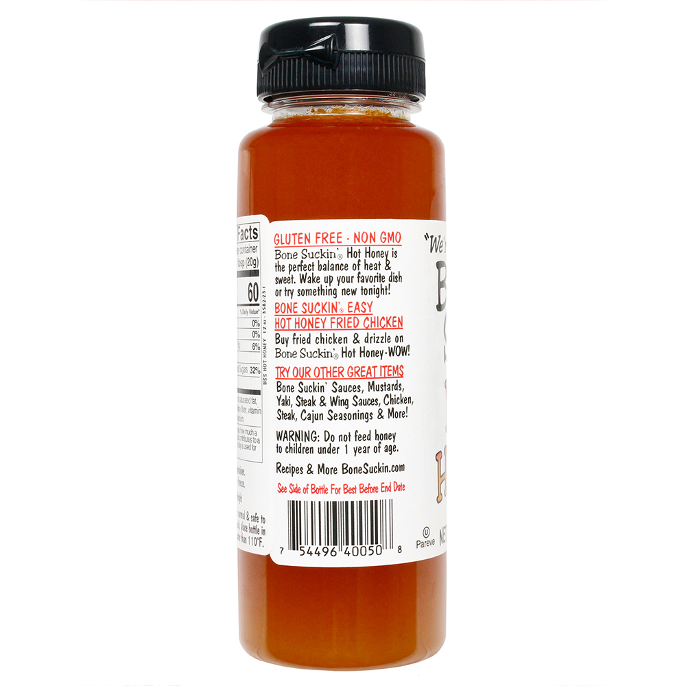 Bone Suckin' Sauce Bone Suckin' Hot Honey Spicy and Sweet Gluten Free Non GMO No HFCS 12 Ounce