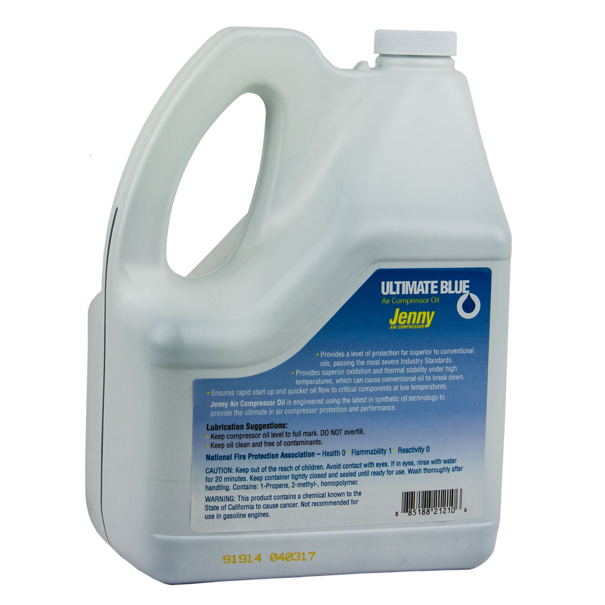 Jenny Products, Inc. Air Compressor Oil 100% Synthetic 1 GA Gallon Jenny Ultimate Blue 105-1210