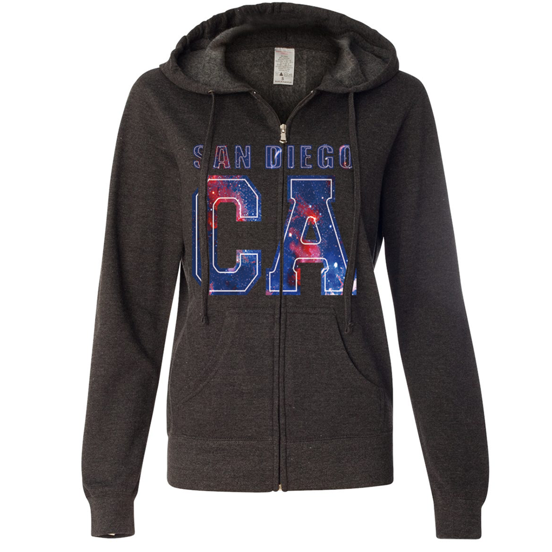 California Republic Clothes San Diego Ca Nebula Ladies Lightweight Fitted Zip Up Hoodie