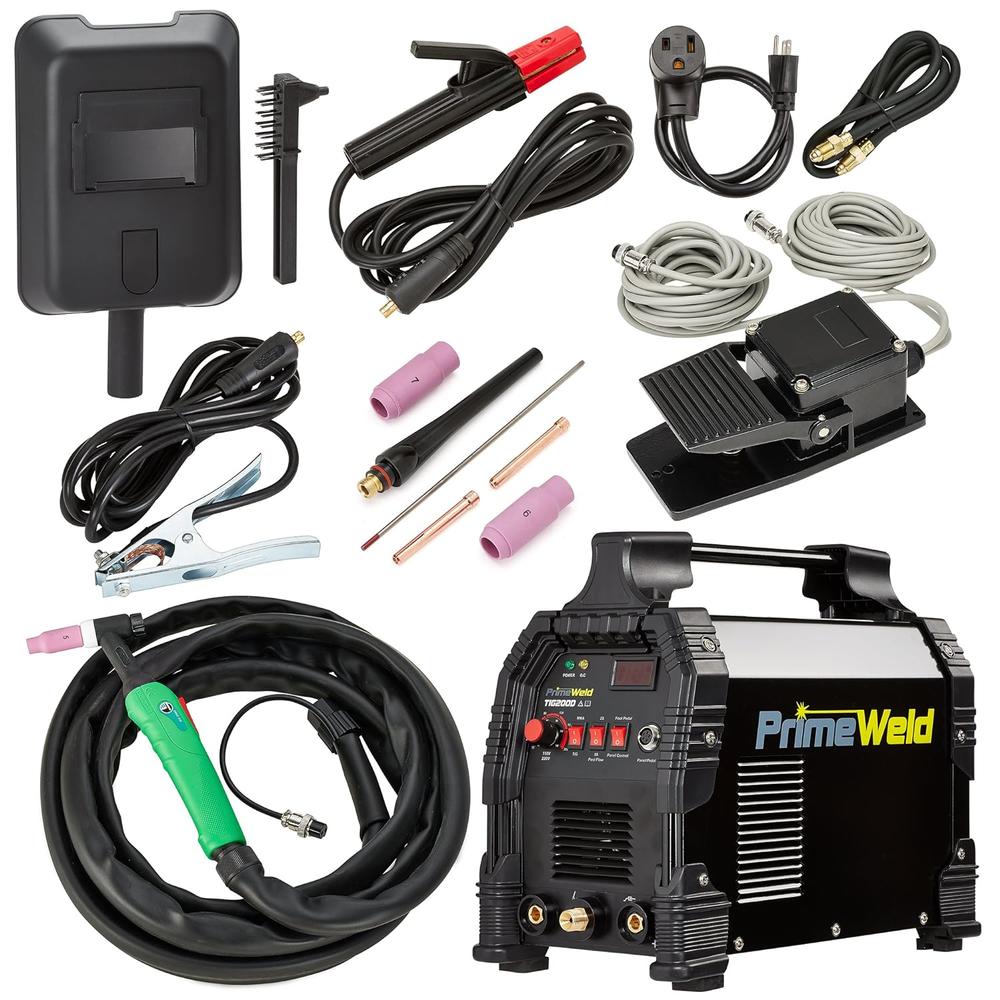 PRIMEWELD TIG/Stick TIG200-DC Welder 200Amp with pedal inverter Power Welding for stainless steel, carbon, copper and other meta