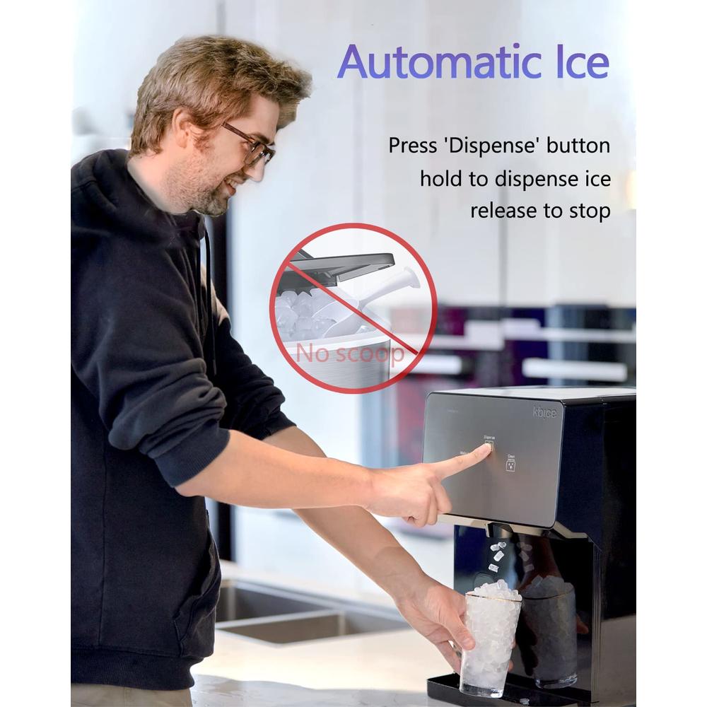 KBICE 2.0 Self Dispensing Countertop Nugget Ice Maker, Crunchy Pebble Ice Maker, Sonic Ice Maker, Produces Max 32 lbs of Nugget