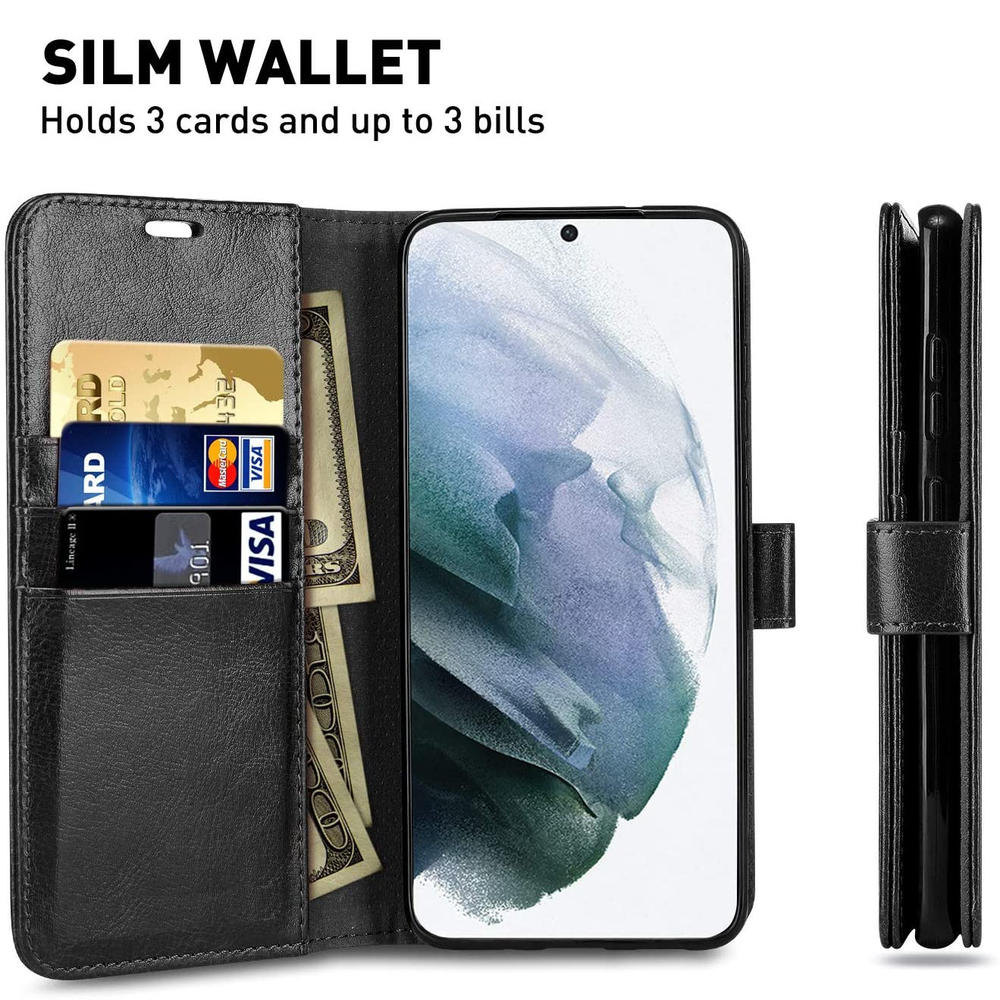 HD Accessory Element Series Book-Style Leather Folio Wallet Case for Samsung Galaxy S22 Ultra 5G - Black