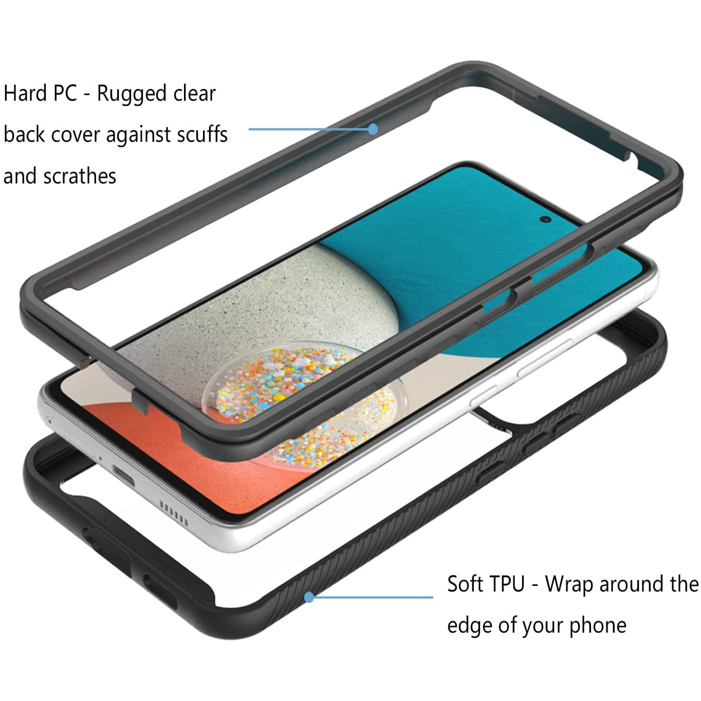 HD Accessory Transparent Hybrid Case for Samsung Galaxy A53 5G - Black