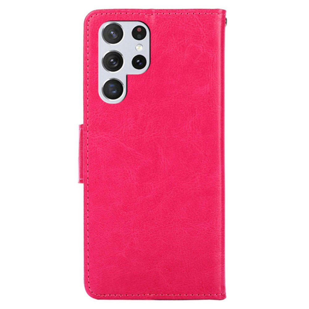 HD Accessory Book-Style Leather Folio Wallet Case for Samsung Galaxy S23 Ultra - Hot Pink