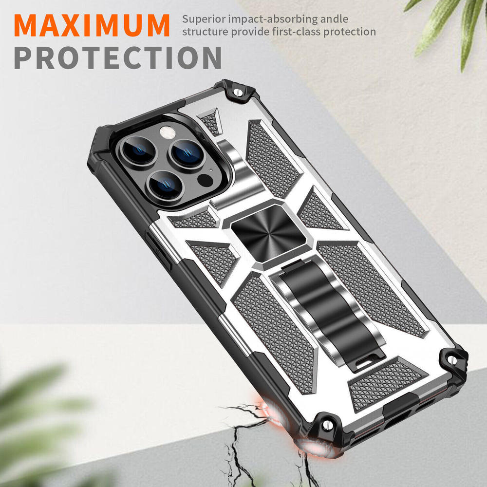 HD Accessory Military Grade Tough Ultra Rugged Hybrid Case for iPhone 14 Pro - Silver