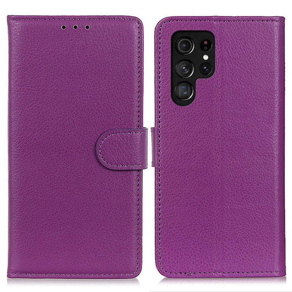 HD Accessory Element Series Book-Style Leather Folio Wallet Case for Samsung Galaxy S22 Ultra 5G - Purple