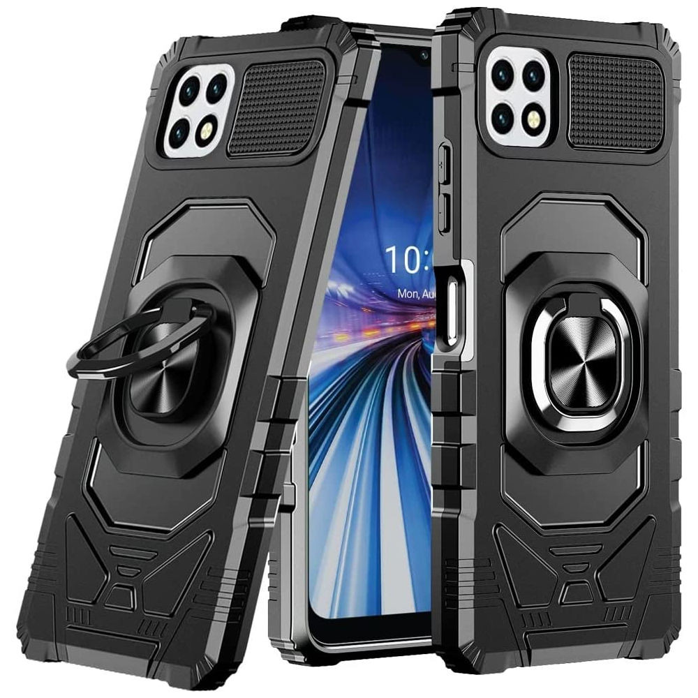 HD Accessory Robotic Series Hybrid Case with Ring Grip for Celero 5G Plus - Black
