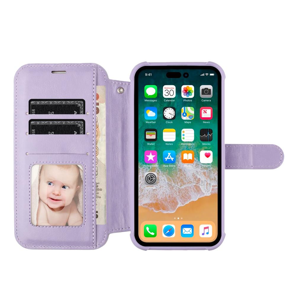 HD Accessory MagSafe Compatible Leather Wallet Case for iPhone 13 - Purple