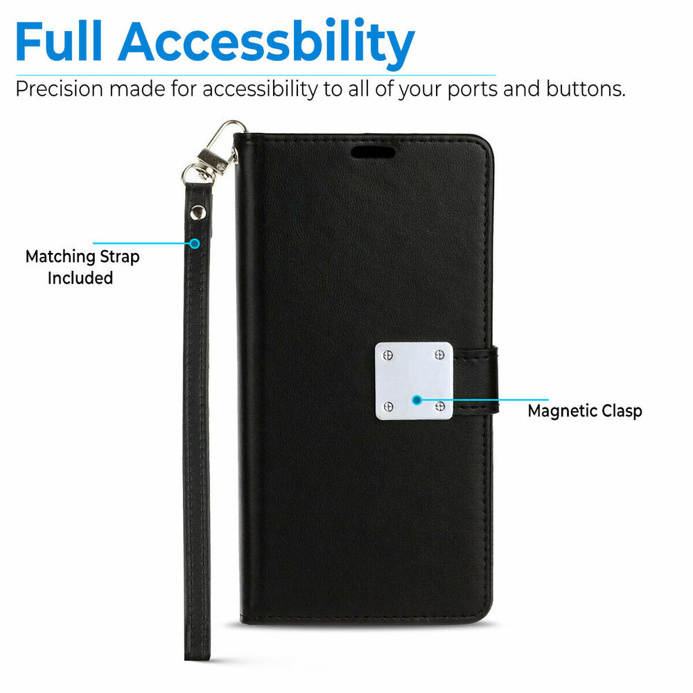 HD Accessory Extra Series Essential Leather Wallet Stand Case for Motorola Edge+ 2023 - Black