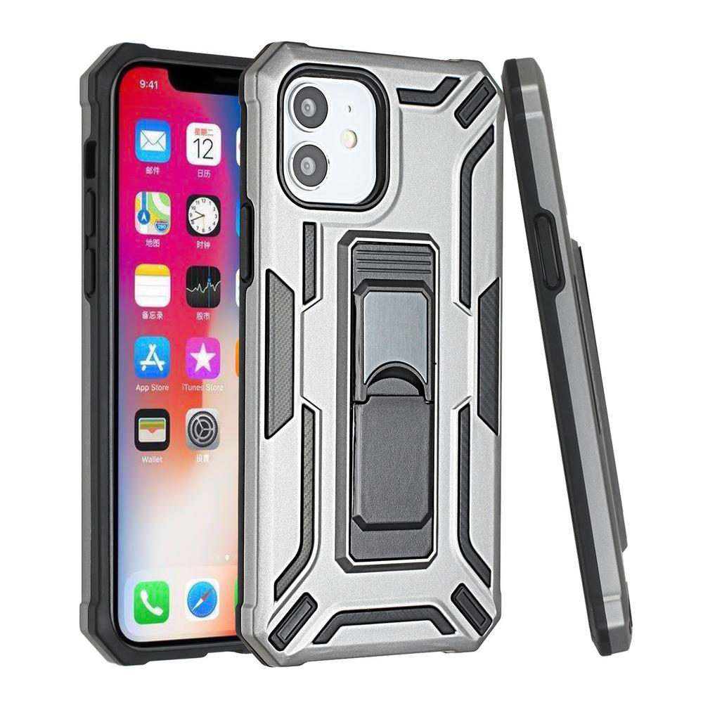 HD Accessory Carbon Fiber Style Tough Ultra Rugged Hybrid Case for iPhone 13 Pro - Grey