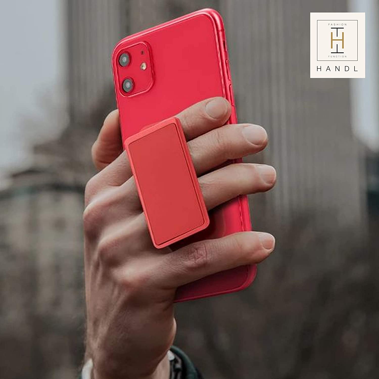 HandL stick Grip and Stand for Smartphone - Red