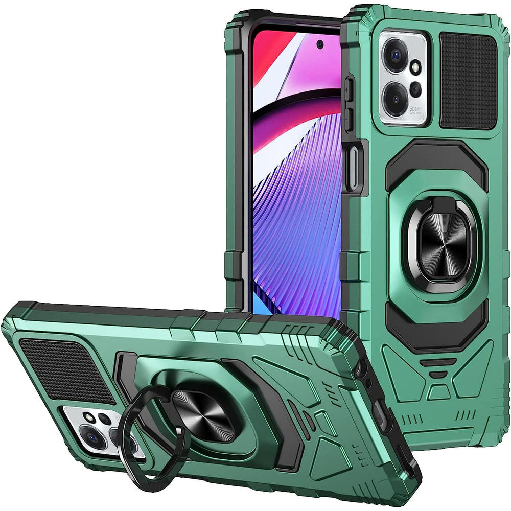 HD Accessory Robotic Series Hybrid Case with Ring Grip for Motorola Moto G 5G 2023 - Green