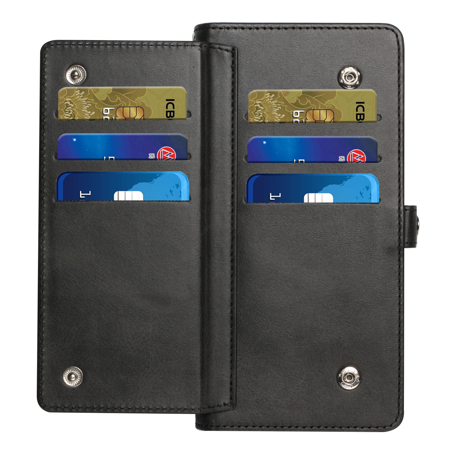 HD Accessory Premium Leather Folio Wallet Case for Motorola Edge+ 2023 - Black