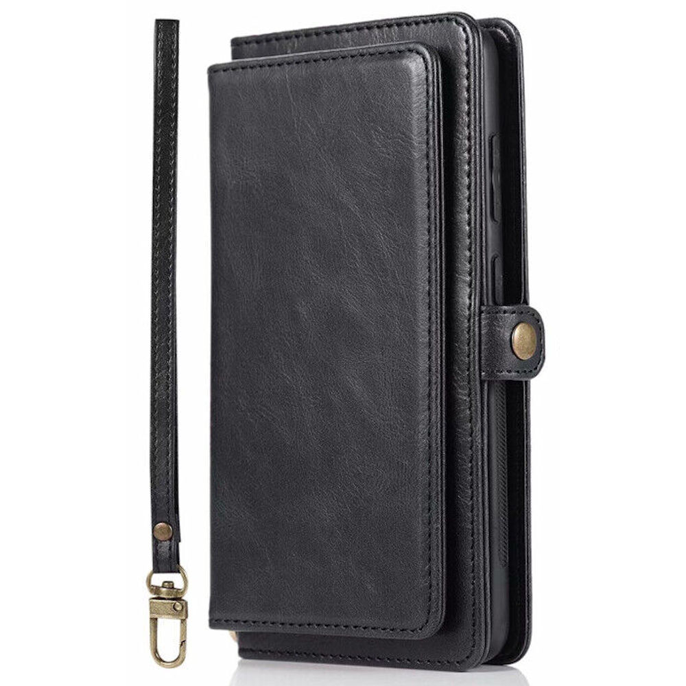 HD Accessory Premium Leather Folio Wallet Case for Motorola Edge+ 2023 - Black