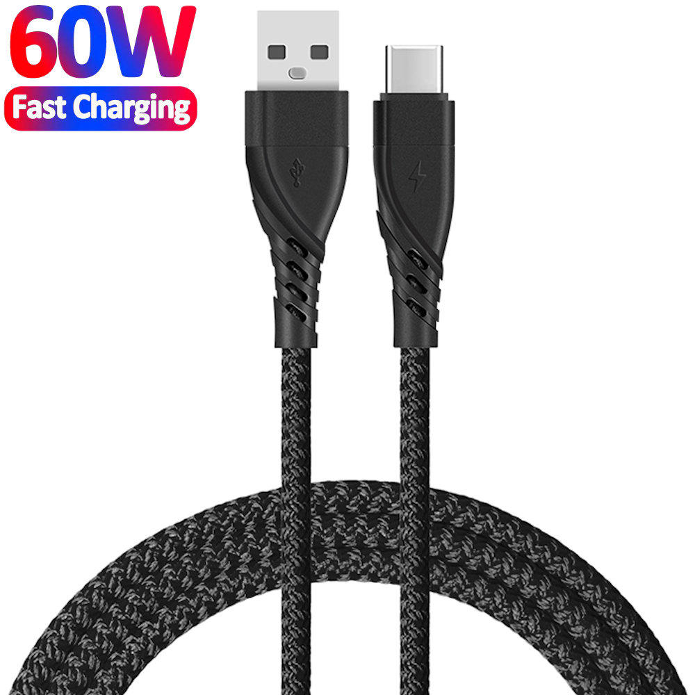HD Accessory 60W High-Speed USB-C to USB-A Charge & Sync Cable 3ft - Black