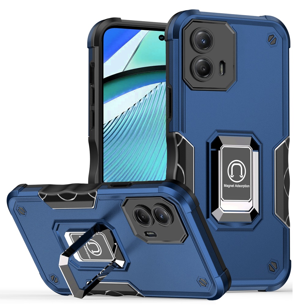 HD Accessory Military Grade Shockproof Hybrid Armor Case with Ring Grip for Motorola Moto G Power 5G 2024 - Blue