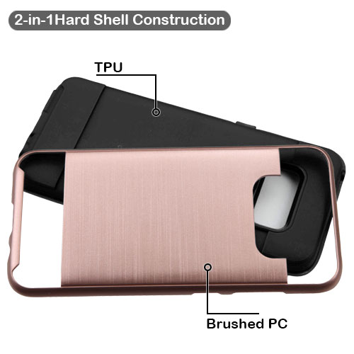 HD Accessory Brushed Hybrid Armor Case for Samsung Galaxy S8 Plus - Rose Gold