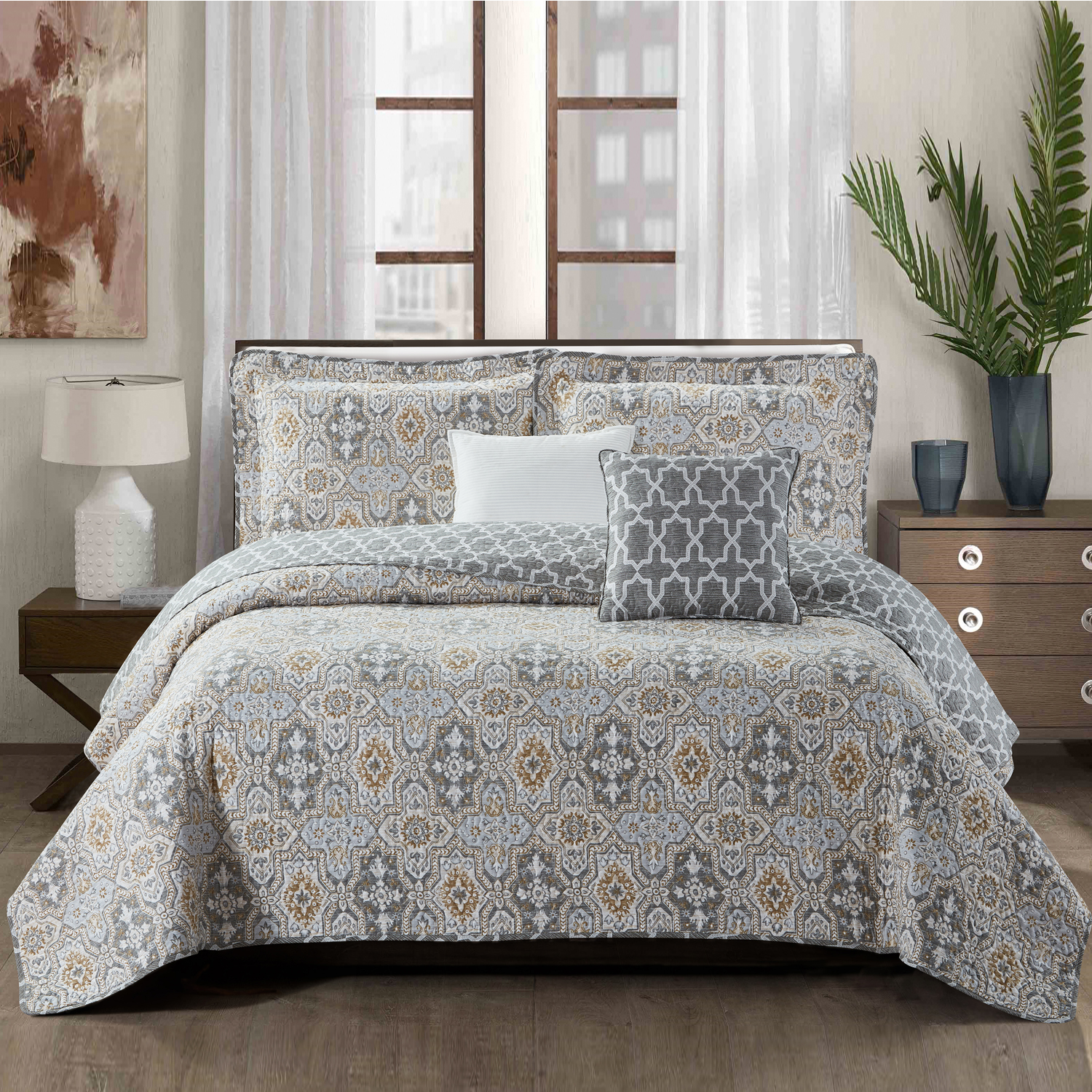 Home Soft Things Lanza 5 Piece Quilted Bedspread Coverlet Set