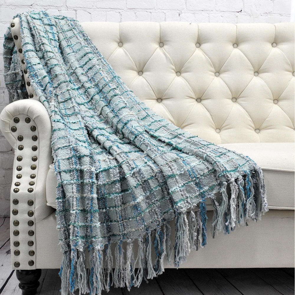 Home Soft Things Multi-Color Chenille Couch Throw Blanket