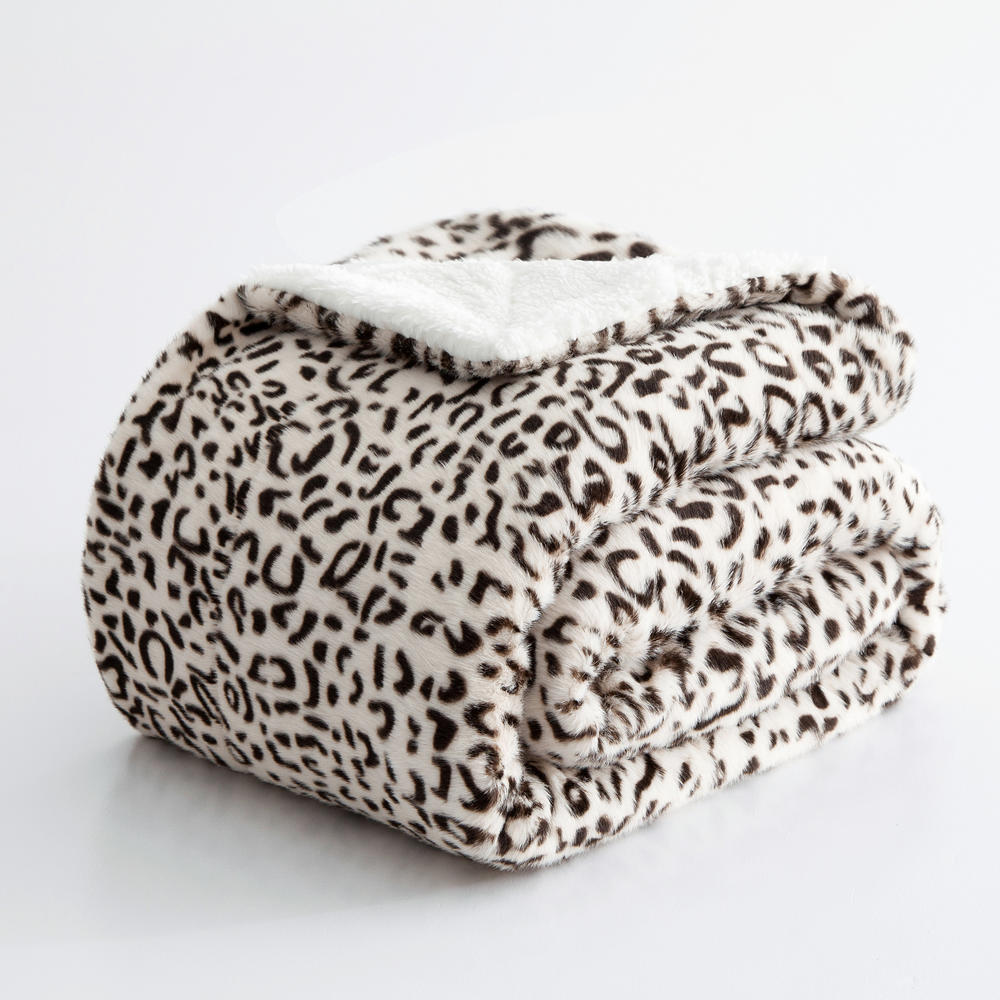 Home Soft Things Faux Fur Snow Leopard Throw,50" x 60"