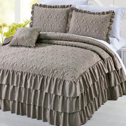 Serenta Ruffle Matte Satin 4 Piece Bed Spread Set