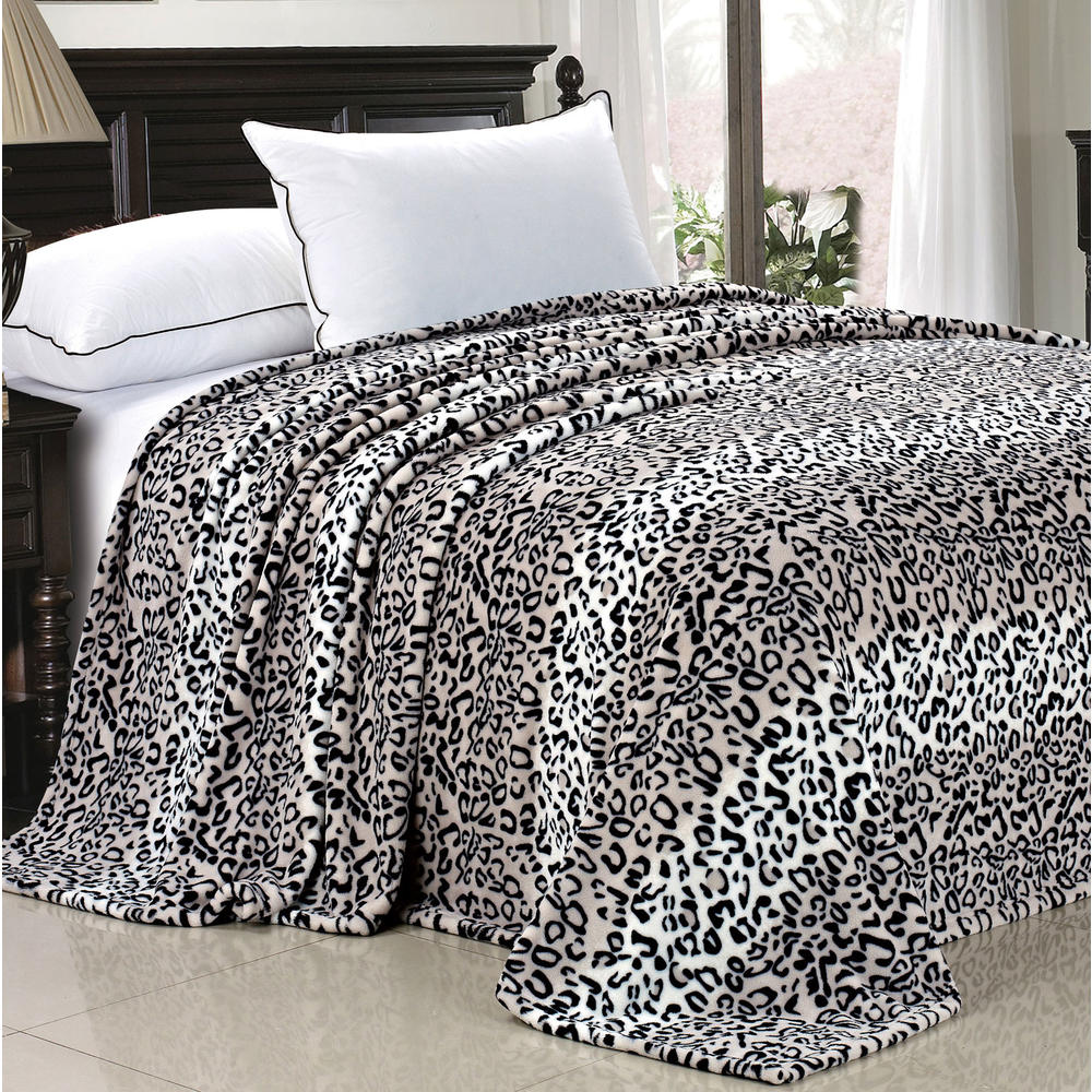 Home Soft Things Black White Leopard Animal Print Flannel Fleece Blanket