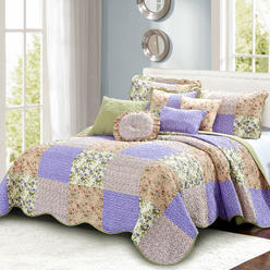 Serenta Patchwork Quilted 8 Piece Bed Spread Coverlet Set
