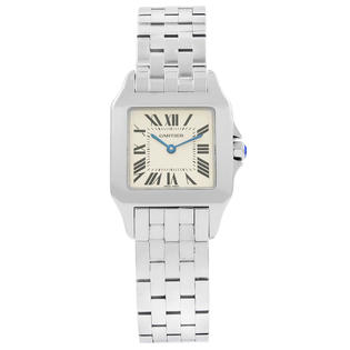 Cartier Santos Silver Roman Square Dial Steel Quartz Midsize Watch W25065z5