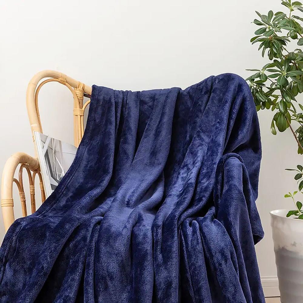 Home Mart Goods Navy Blue King Flannel Throw Plush Cozy Super Soft Cozy Warm Bed Blanket