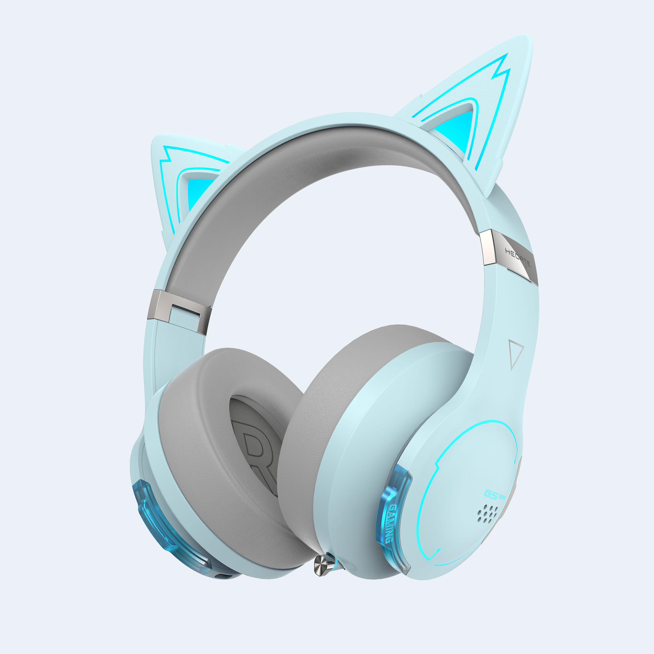 Edifier G5BT CAT Wireless Bluetooth Gaming Headset with Mic, Over Ear Headphones with Detachable Cat Ear, RGB Light - Sky Blue