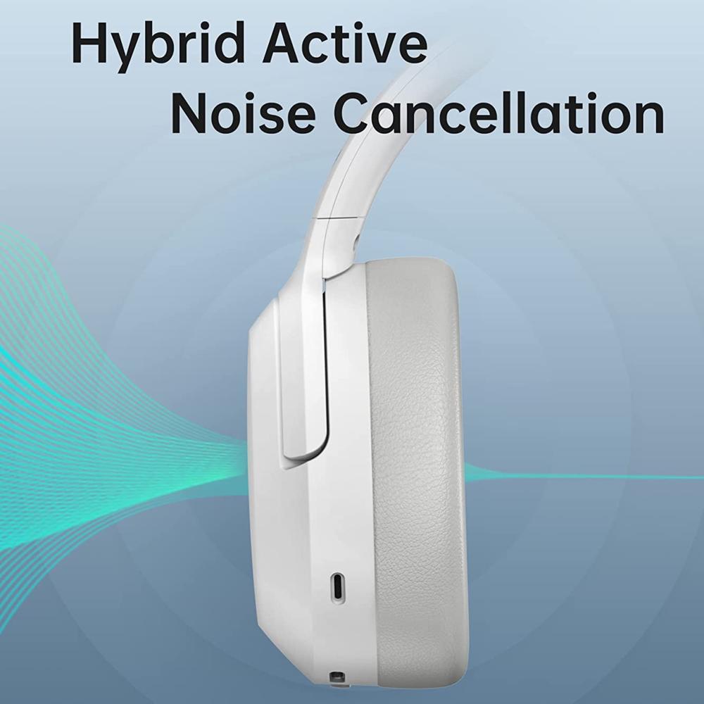 Edifier W820NB Hybrid Active Noise Cancelling Headphones - Hi-Res Audio - Wireless Over Ear Bluetooth Headphones - White