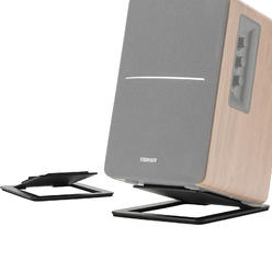 Edifier 7" Desktop Speaker Stands for Bookshelf Computer Speakers, Vibration Damping Tilted Tabletop Speaker Stands, Black - Pair