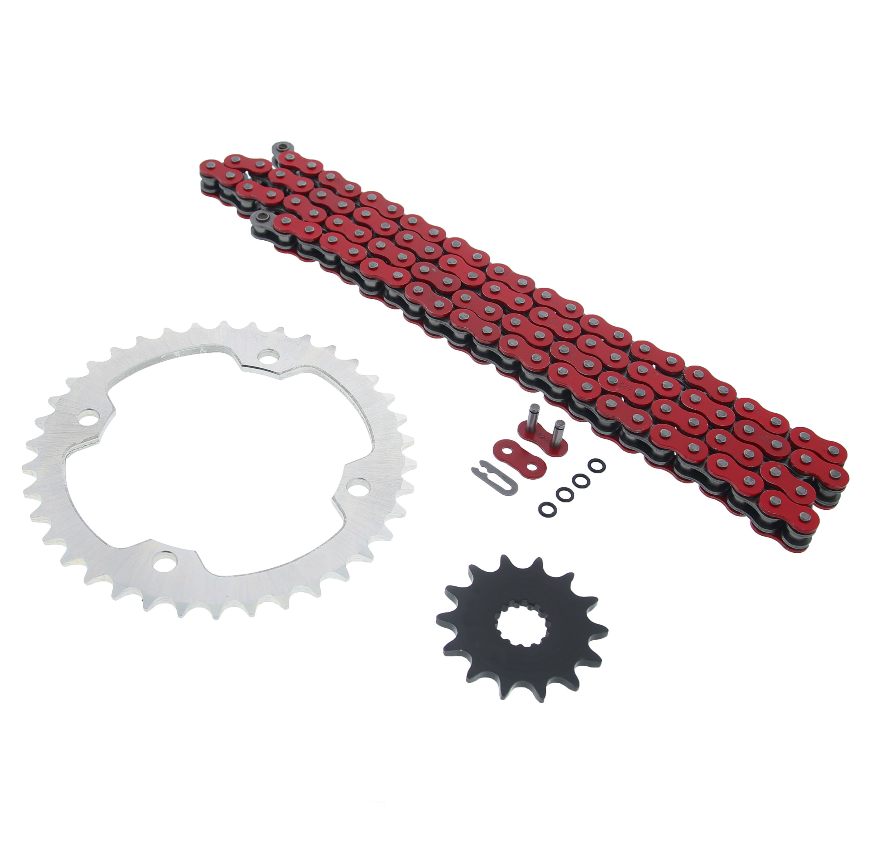 CycleATV Red O Ring Chain & Sprocket Silver fits 2004-2013 Yamaha YFZ450 520-96L 14/38