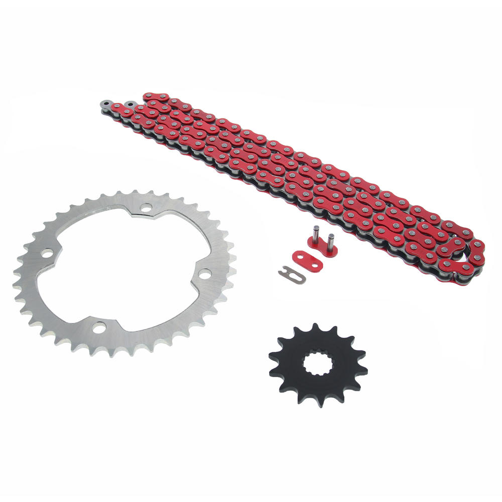CycleATV Red Non O Ring Chain & Sprocket Silver fits 2007-2008 Yamaha YFZ450SE 96L 14/38