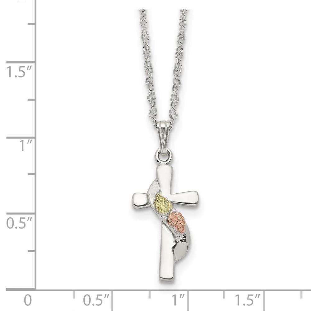 Diamond2Deal 925 Sterling Silver and 12k Gold Cross Necklace 18inch