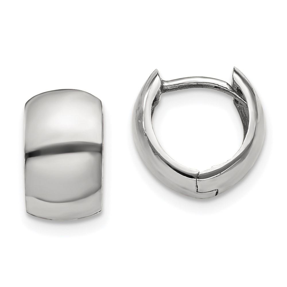 Diamond2Deal 14k White Gold Snap Closure Hinged Hoop Earrings for Women (Len:0.28in, Wid:0.24in)