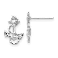 Diamond2Deal 14K White Gold Anchor with Rope Trim Postback Stud Earrings