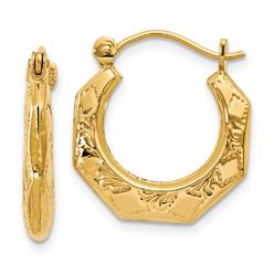Diamond2Deal 14k Yellow Gold Polished Patterned Hoop Earrings for Women