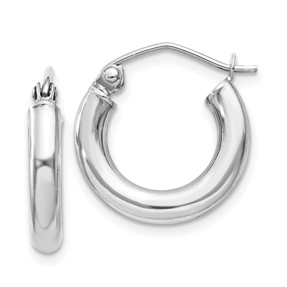 Diamond2Deal 925 Sterling Silver 3mm Round Hoop Earrings for Women