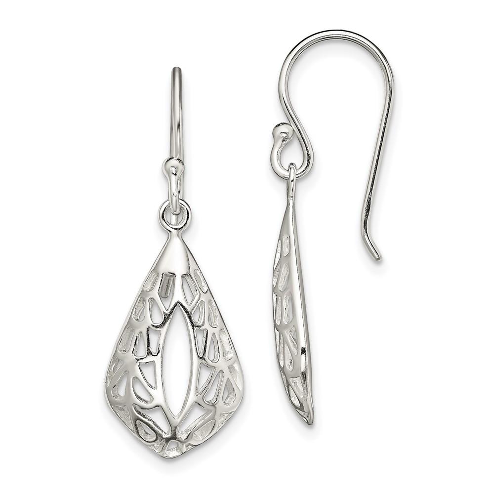 Diamond2Deal 925 Sterling Silver Filigree TeardropShepherd Hook Dangle Earrings for Women
