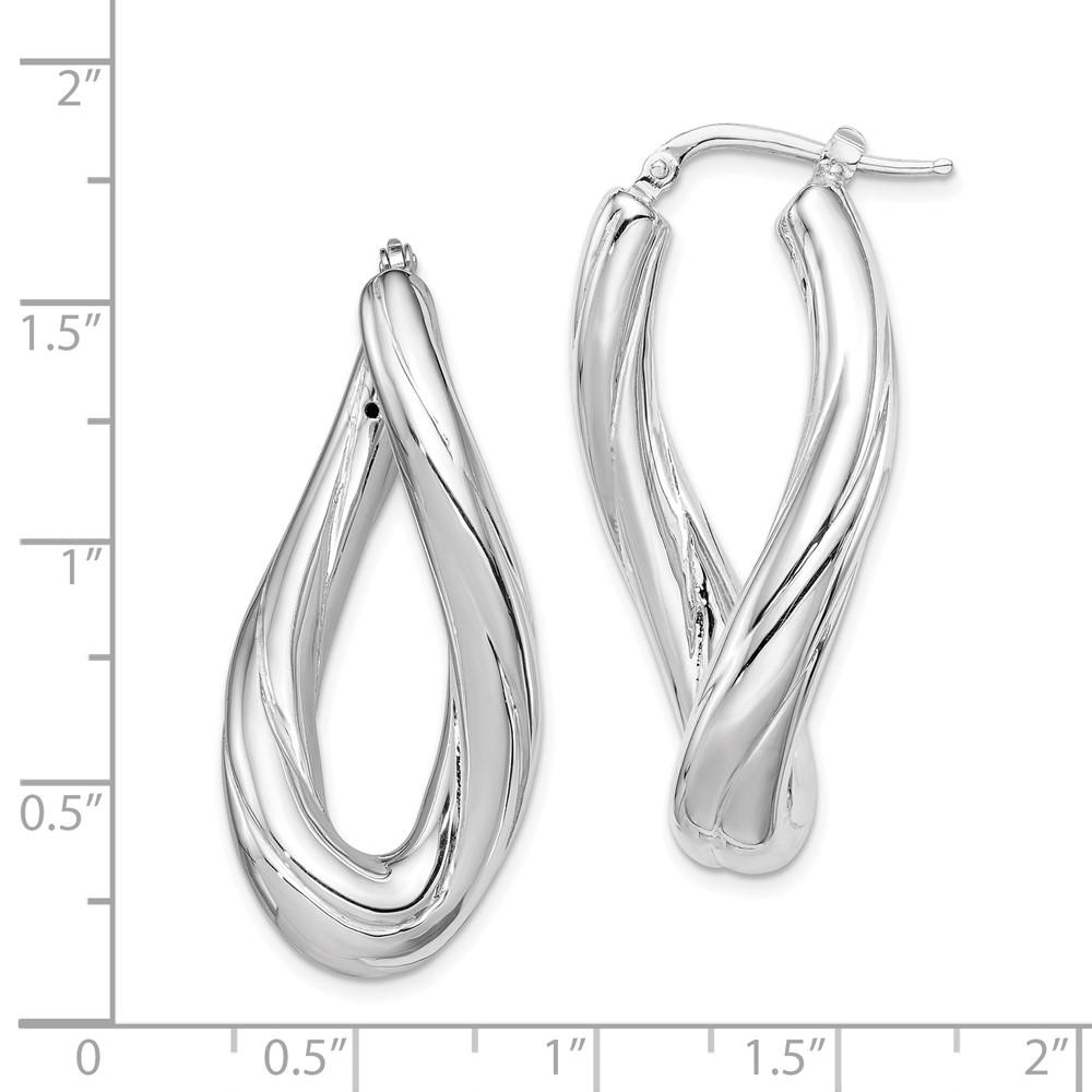 Diamond2Deal 925 Sterling Silver Polished Rhodium Plated Twisted Oval Hoop Earrings for Women