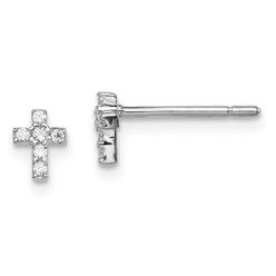 Diamond2Deal Sterling Silver Madi K Cubic Zirconia Cross Stud Earrings for Women