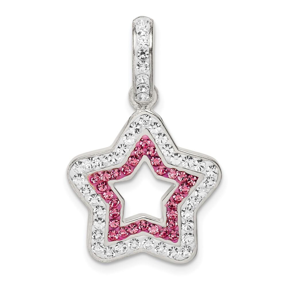 Diamond2Deal 925 Sterling Silver Pink/White Preciosa Crystal Star Pendant