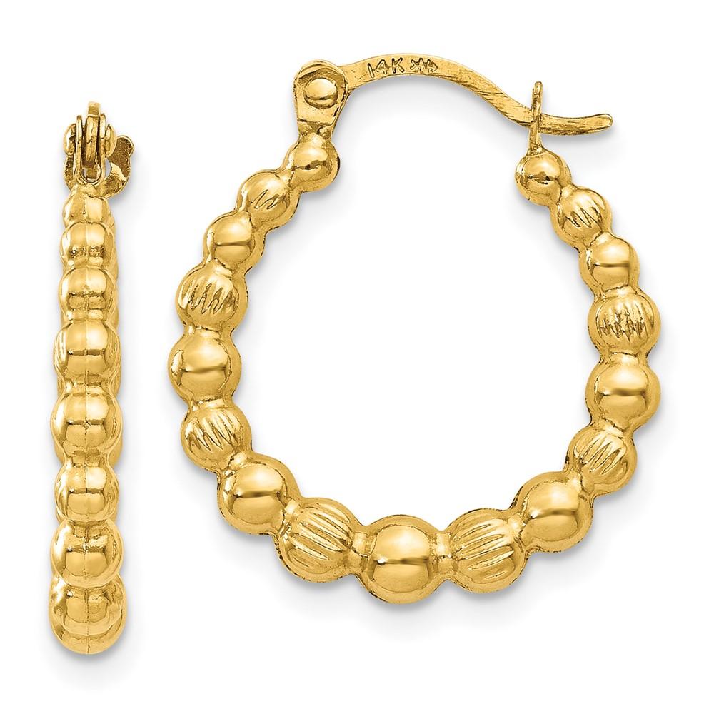 Diamond2Deal 14k Yellow Gold Snap Closure Hoop Earrings for Women (Len:0.71in, Wid:0.63in)