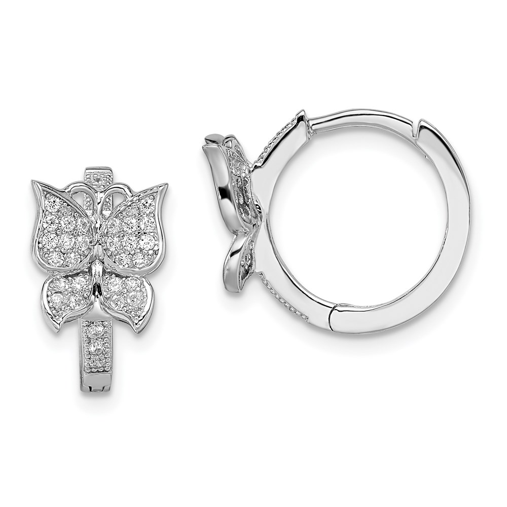 Diamond2Deal 925 Sterling Silver Cubic Zirconia Brilliant Embers Butterfly Hoop Earrings for Women