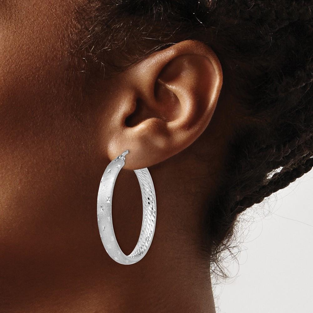Diamond2Deal 925 Sterling Silver Rhodium Hoop Earrings for Women