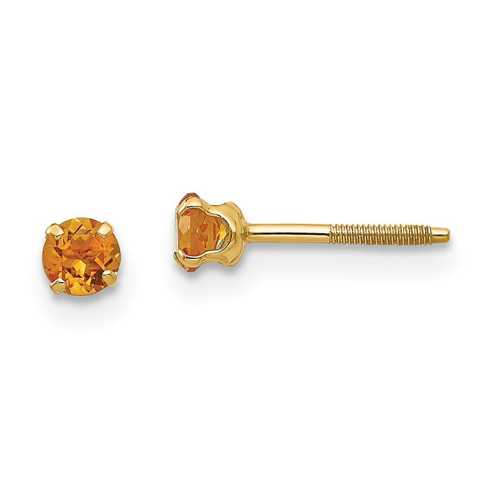 Diamond2Deal 14k Yellow Gold Madi K 3mm Citrine Birthstone Stud Earrings for Women