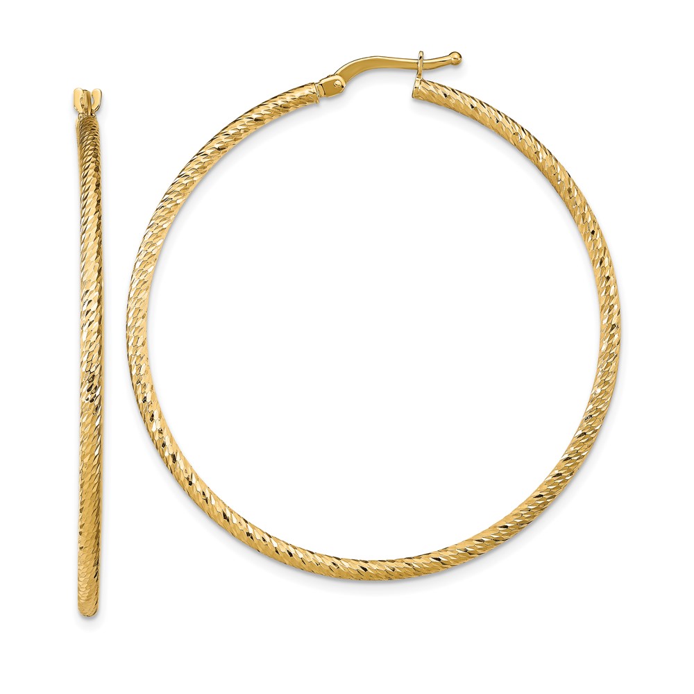 Diamond2Deal 14k Yellow Gold Polished Diamond Cut Large Hoop Earrings (47.63x46.75mm) for Women